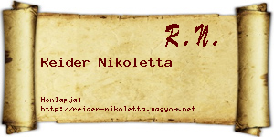 Reider Nikoletta névjegykártya